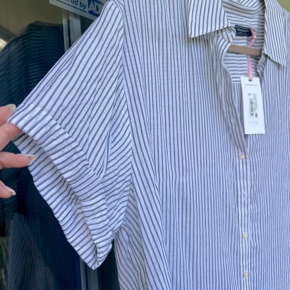 Vineyard Vines Blue and White Boxy Button Down Shirt